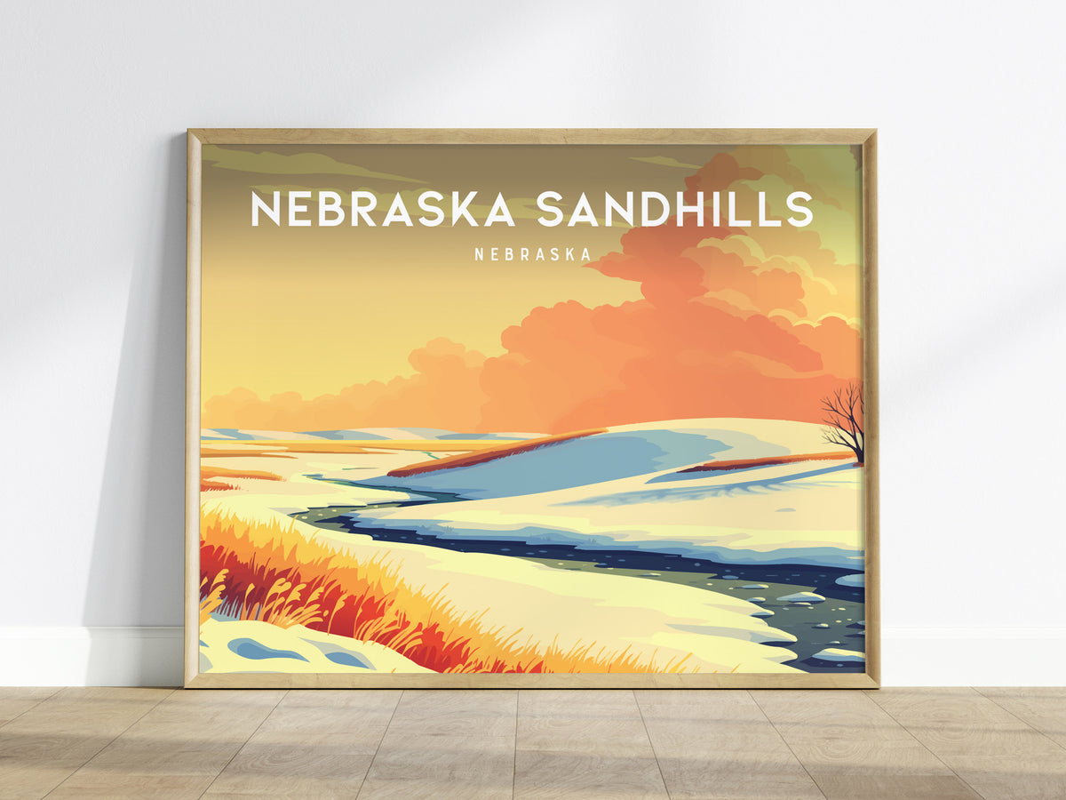 Nebraska Sandhills Landscape Poster | Nebraska Vacation Wall Art Framed or Unframed — framed wall art