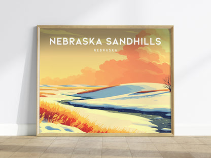 Nebraska Sandhills Landscape Poster | Nebraska Vacation Wall Art Framed or Unframed — framed wall art