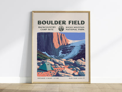 Boulder Field, Rocky Mountain National Park Poster | Hiker Gift | Alpine Wilderness Block Print Wall Art — framed wall art