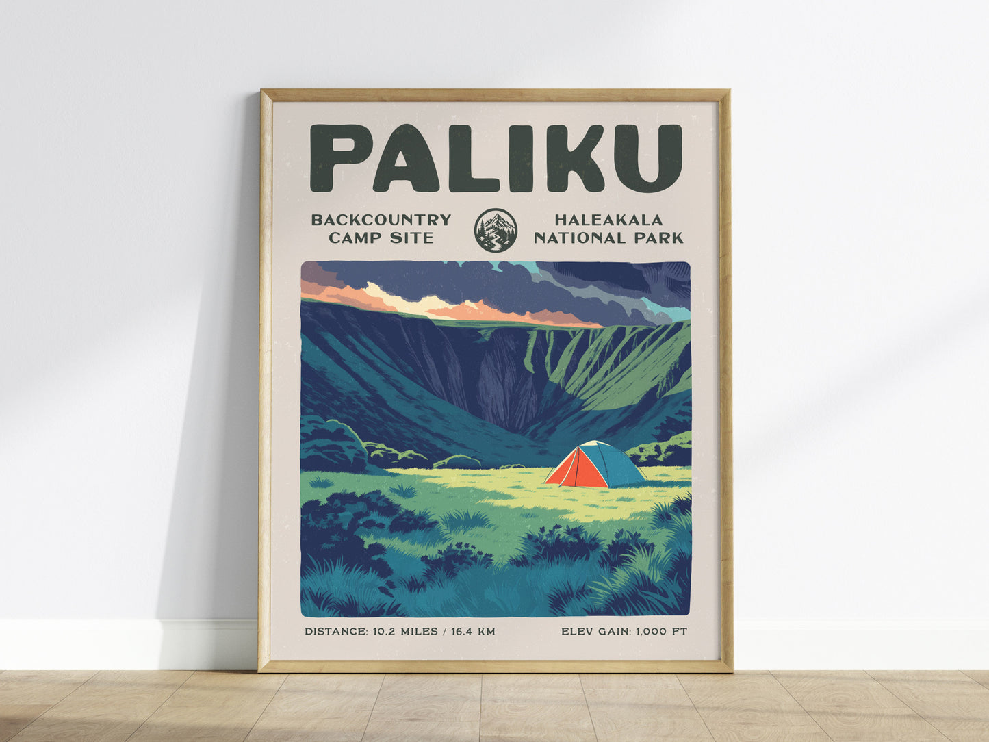 Paliku, Haleakala National Park Poster | Backpacker Gift | Misty Crater Wilderness Wall Art — framed wall art