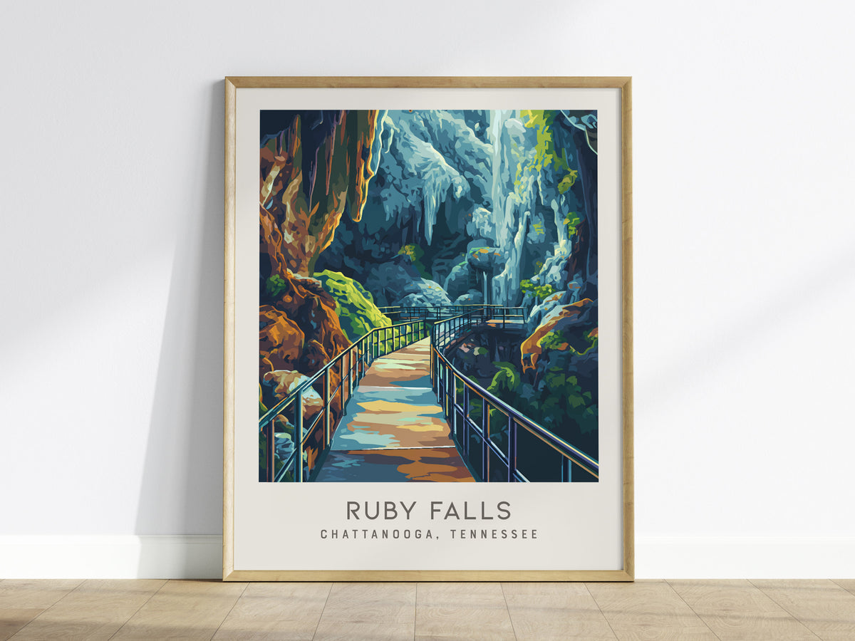 Ruby Falls Matte Border Poster | Chattanooga, Tennessee Destination Print — framed wall art