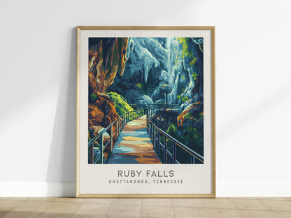 Ruby Falls Matte Border Poster | Chattanooga, Tennessee Destination Print — framed wall art