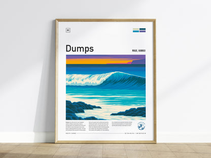 Dumps, Hawaii Poster | Tropical Reef Break Surf Wall Art — framed wall art