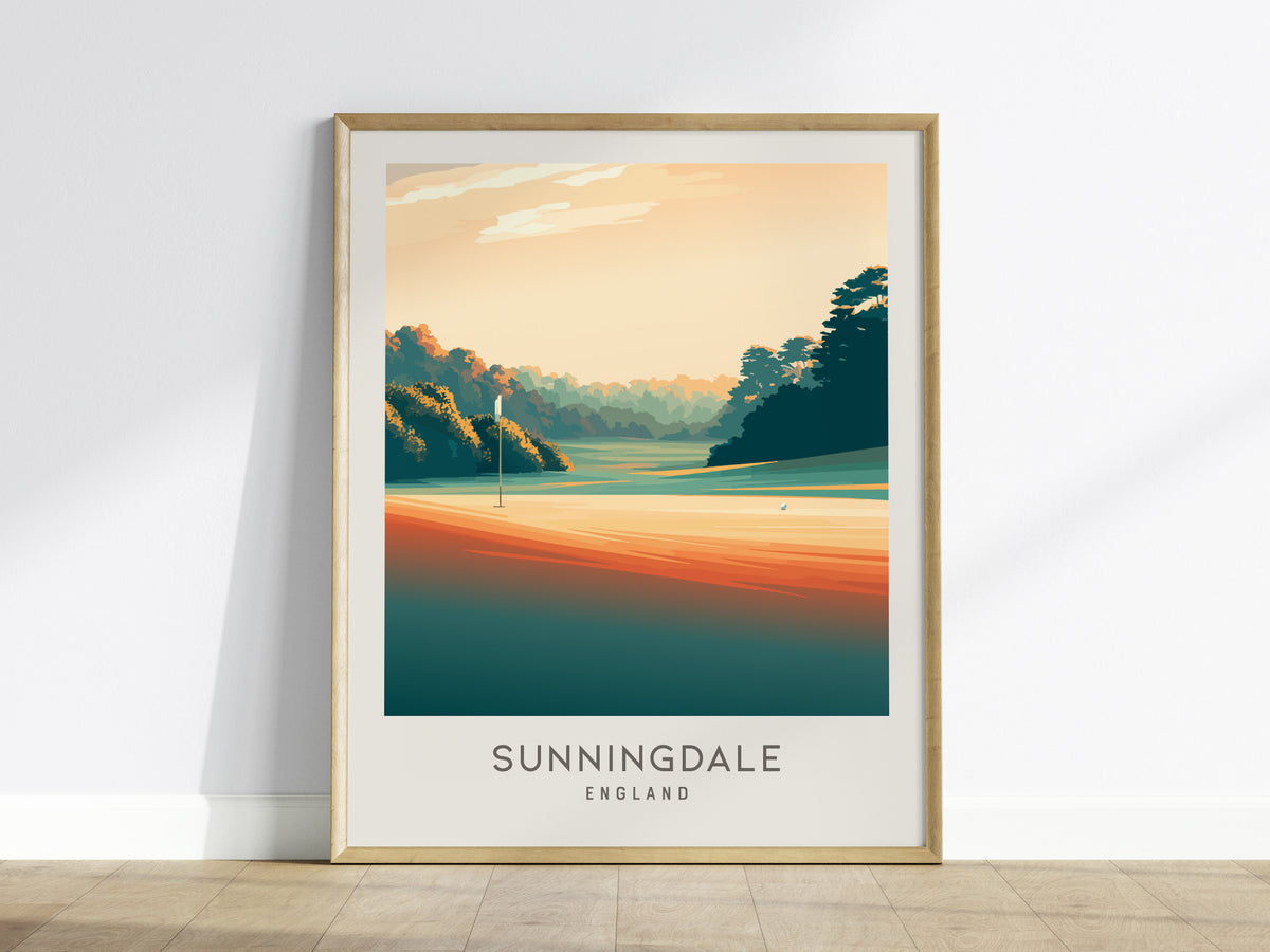 Sunningdale Matte Border Poster | England Golf Course Print & Country Club Decor — framed wall art