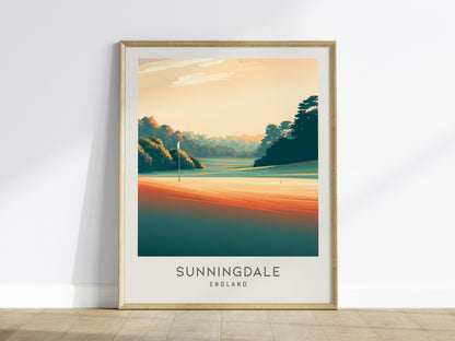 Sunningdale Matte Border Poster | England Golf Course Print & Country Club Decor — framed wall art