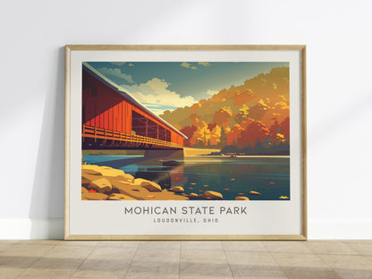 Mohican State Park Landscape Matte Border Poster | Loudonville, Ohio Vacation Wall Art — framed wall art