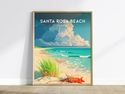 Santa Rosa Beach, Florida Poster | Sugar-White Sands & Dunes Wall Art — framed wall art