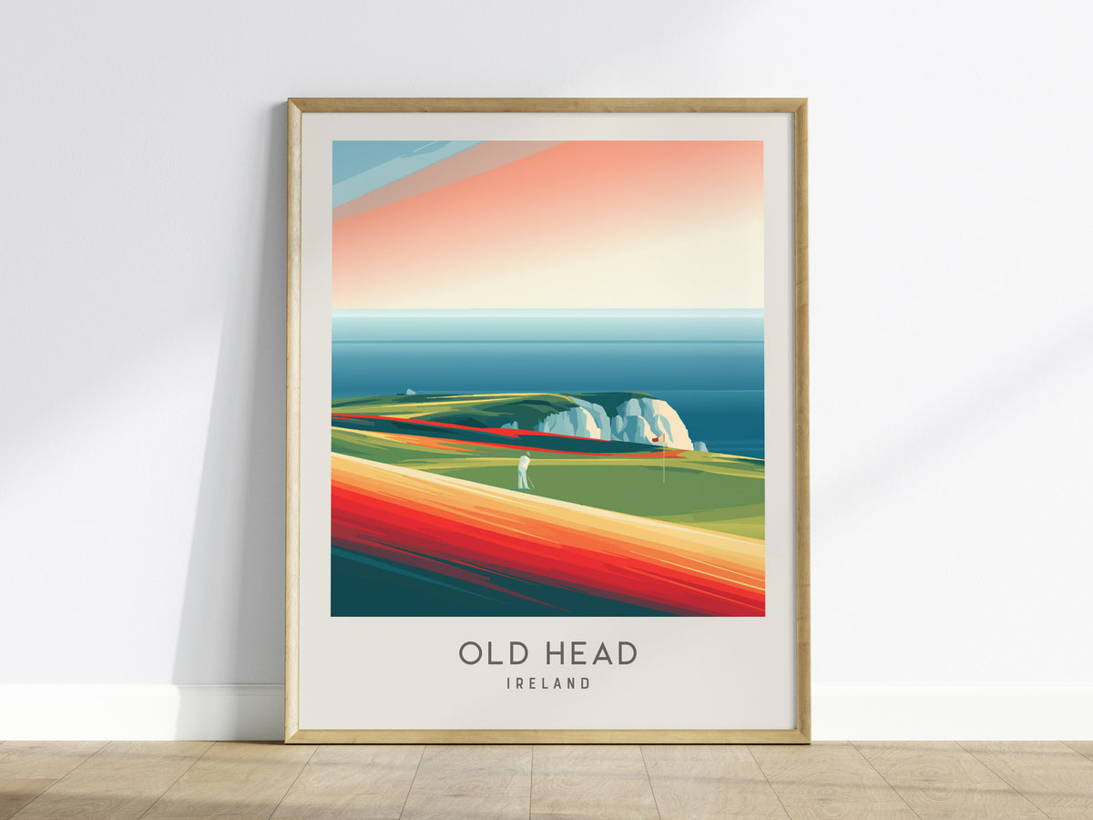 Old Head Matte Border Poster | Ireland Golf Course Print & Links Wall Art — framed wall art