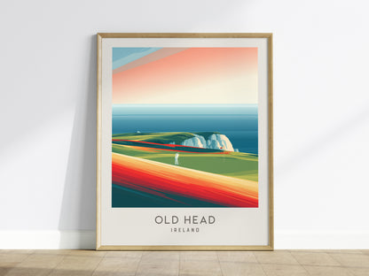 Old Head Matte Border Poster | Ireland Golf Course Print & Links Wall Art — framed wall art