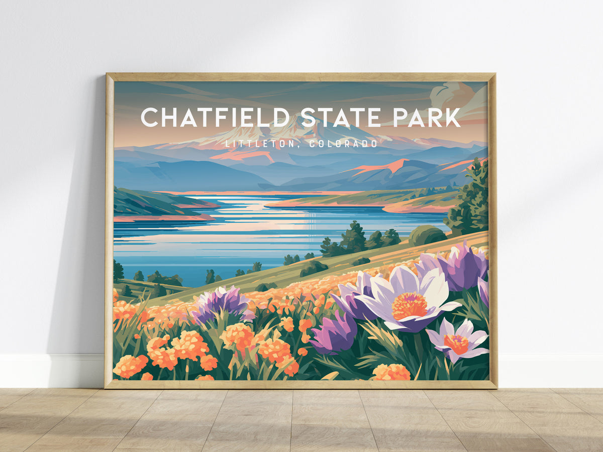Chatfield State Park Landscape Poster | Littleton, Colorado Vacation Wall Art — framed wall art