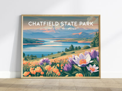 Chatfield State Park Landscape Poster | Littleton, Colorado Vacation Wall Art — framed wall art