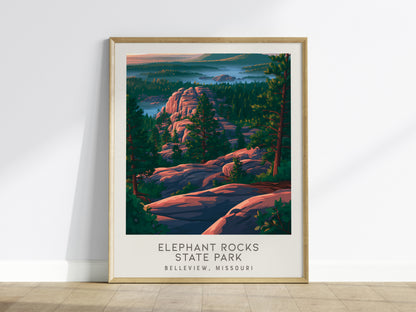 Elephant Rocks State Park Matte Border Poster | Belleview, Missouri Destination Print — framed wall art