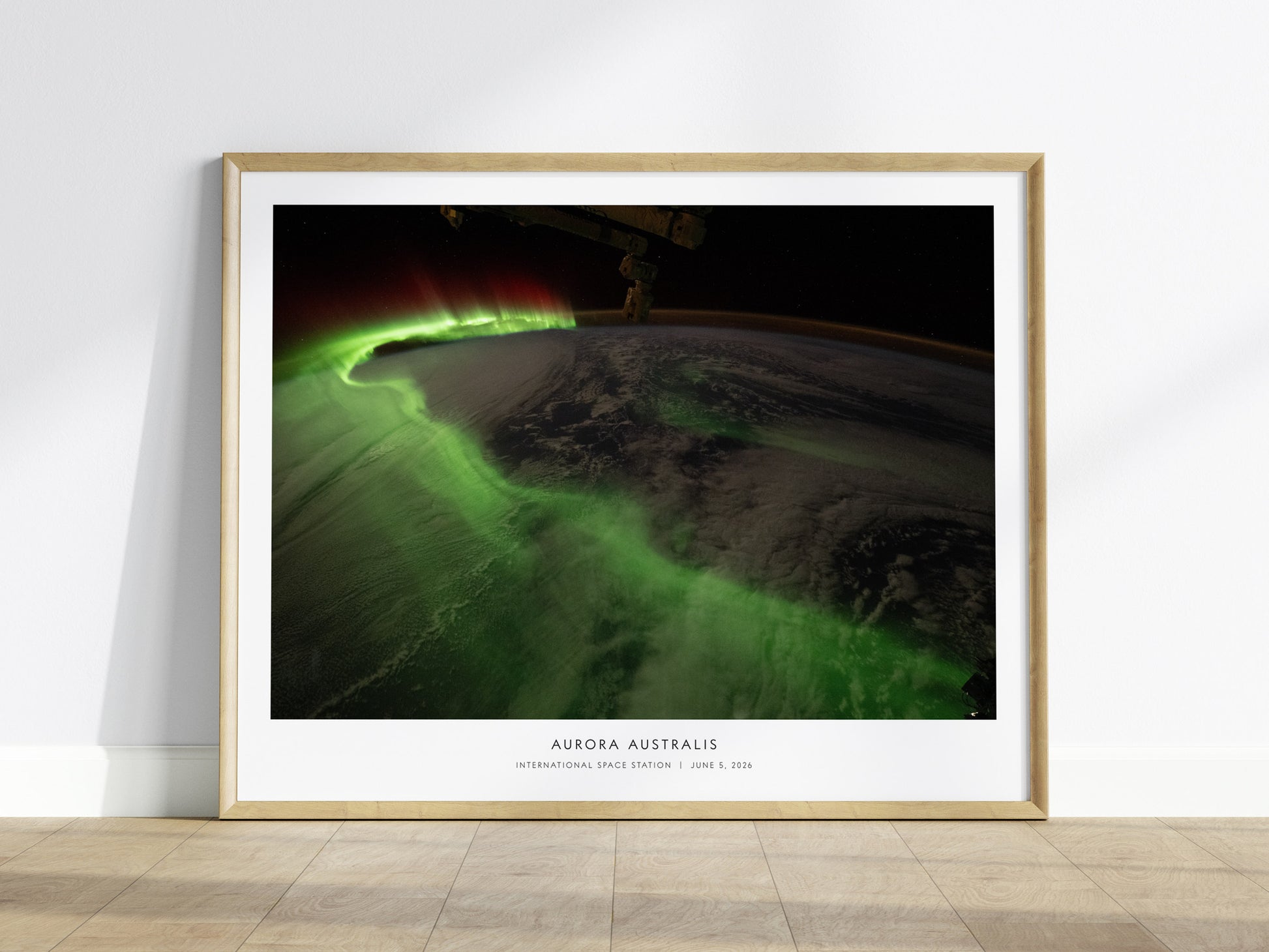 Aurora Australis Poster | NASA International Space Station Landscape Space Photography Wall Art — framed wall art