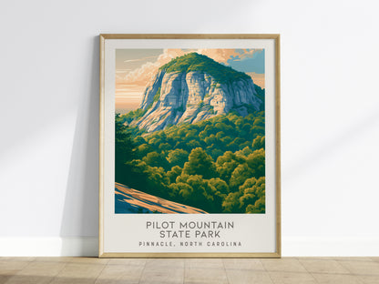 Pilot Mountain State Park Matte Border Poster | Pinnacle, North Carolina Destination Print — framed wall art
