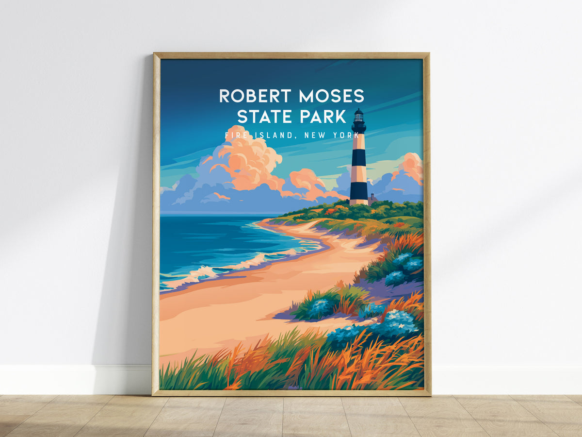 Robert Moses State Park, Fire Island, New York Poster | Coastal Beach Decor Wall Art — framed wall art