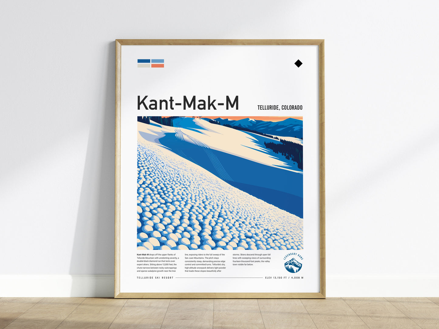 Kant-Mak-M, Telluride Poster | Alpine Ski Run Mountain Wall Art — framed wall art