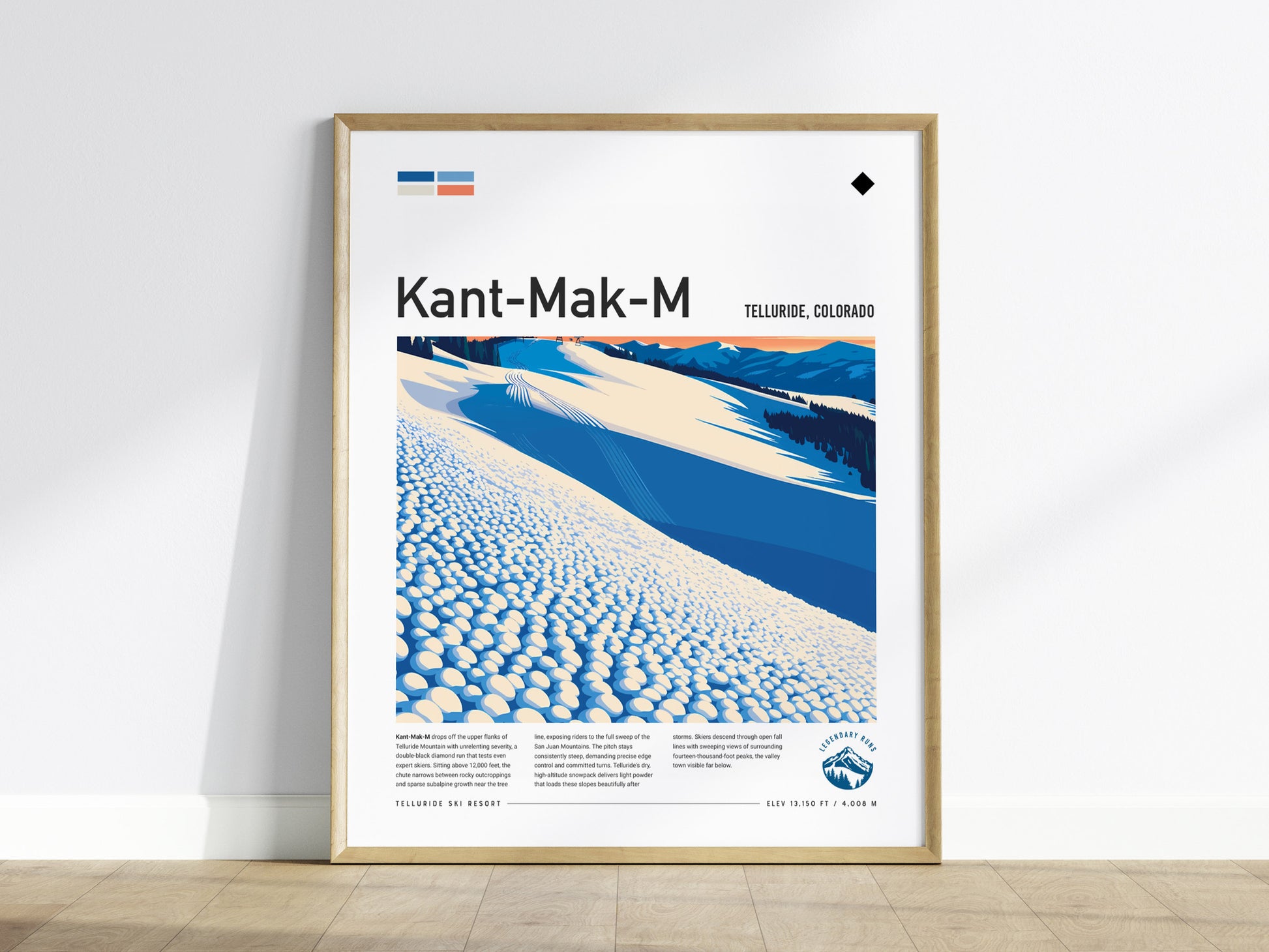 Kant-Mak-M, Telluride Poster | Alpine Ski Run Mountain Wall Art — framed wall art