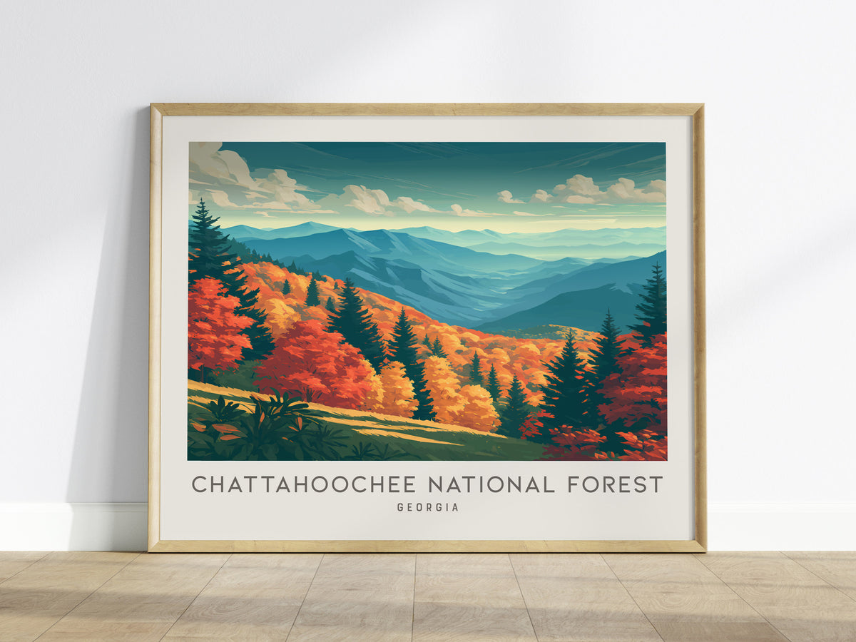 Chattahoochee National Forest Landscape Matte Border Poster | Georgia Travel Wall Art — framed wall art