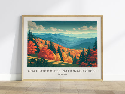 Chattahoochee National Forest Landscape Matte Border Poster | Georgia Travel Wall Art — framed wall art