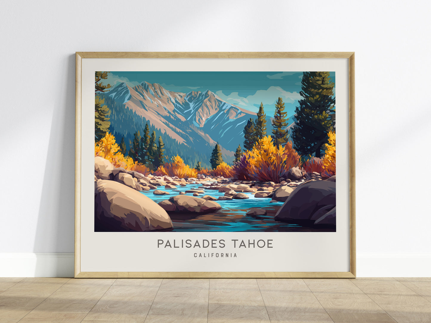 Palisades Tahoe Landscape Matte Border Poster | California Framed or Unframed Travel Wall Art — framed wall art