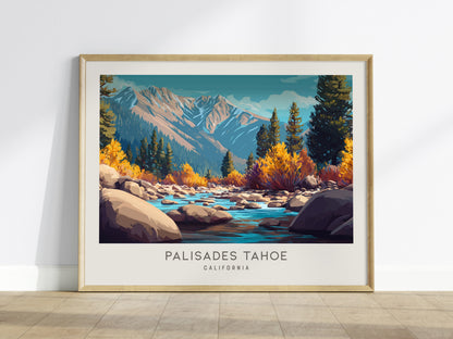 Palisades Tahoe Landscape Matte Border Poster | California Framed or Unframed Travel Wall Art — framed wall art