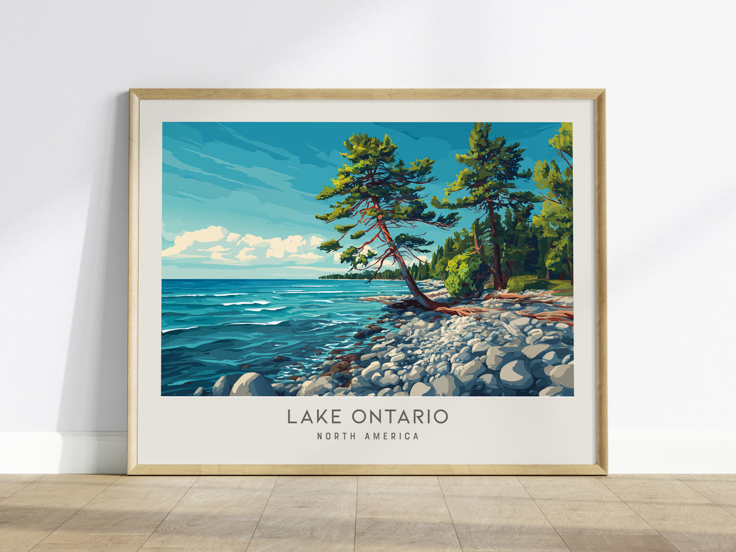 Lake Ontario Landscape Matte Border Poster | North America Vacation Wall Art | Framed or Unframed — framed wall art