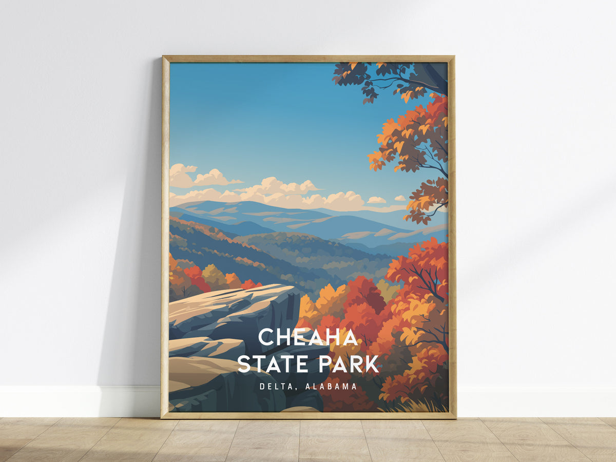 Cheaha State Park, Delta, Alabama Poster | Mountain Overlook Wilderness Wall Art — framed wall art