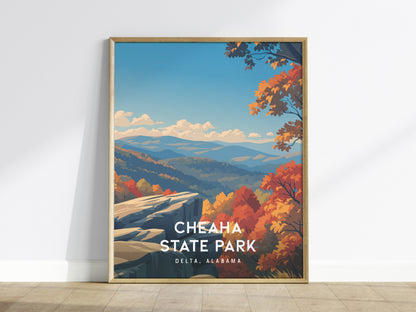 Cheaha State Park, Delta, Alabama Poster | Mountain Overlook Wilderness Wall Art — framed wall art