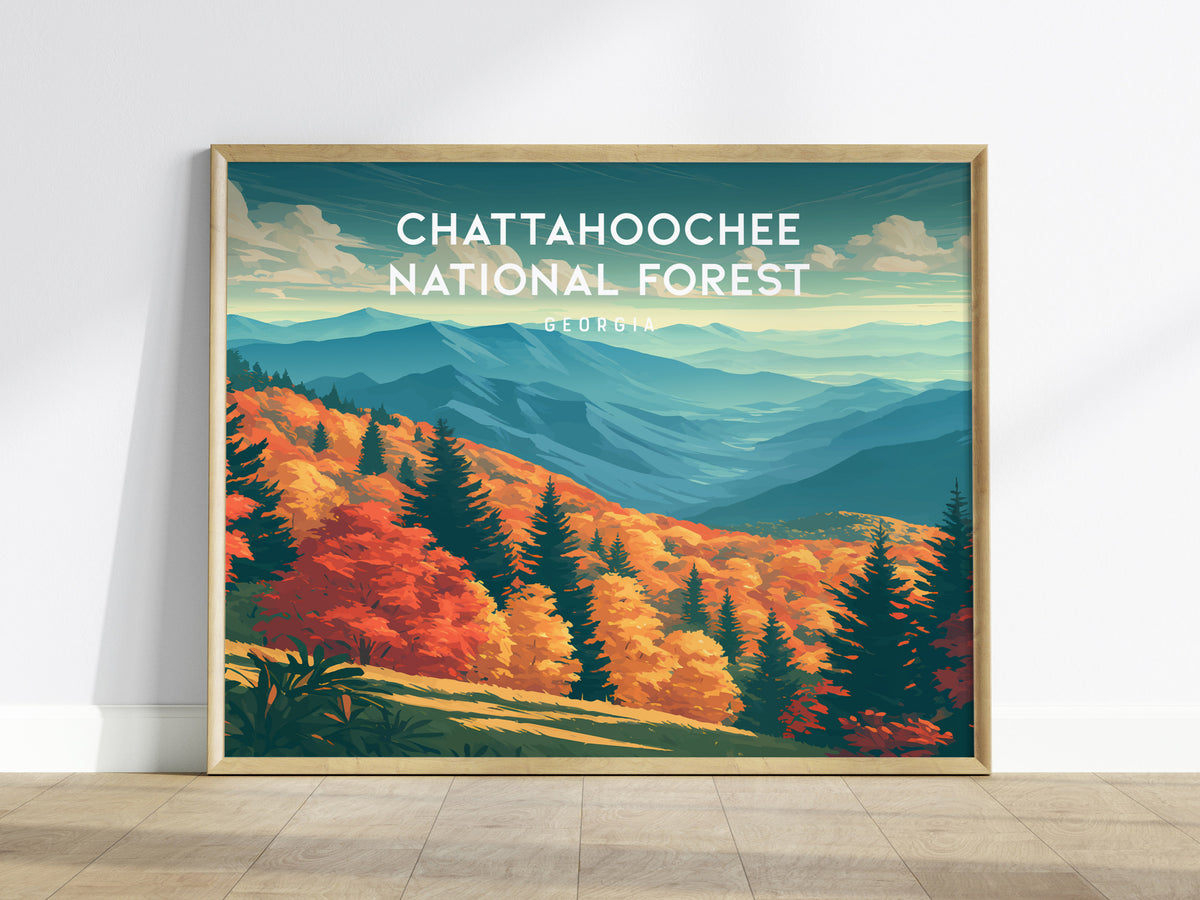 Chattahoochee National Forest Landscape, Georgia Poster | Appalachian Trail Vacation Wall Art — framed wall art