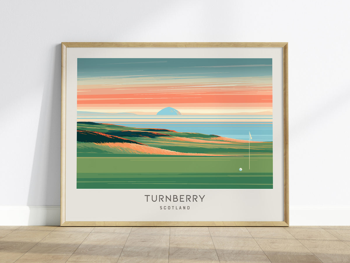 Turnberry Landscape Matte Border Poster | Scotland Golf Course Print & Country Club Decor — framed wall art