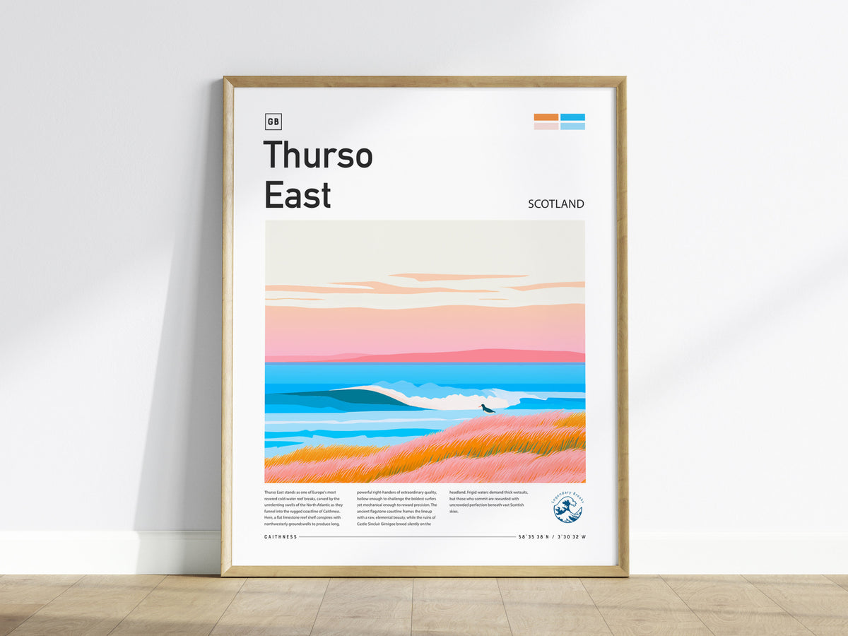 Thurso East, Scotland Poster | Rugged Surf Break Coastal Poster Wall Art — framed wall art
