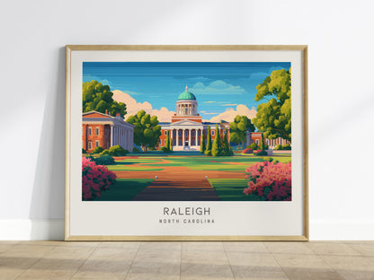 Raleigh Landscape Matte Border Poster | North Carolina Travel Wall Art — framed wall art