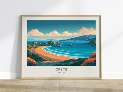 Crete Landscape Matte Border Poster | Greece Tropical Beach Print Vacation Wall Art — framed wall art