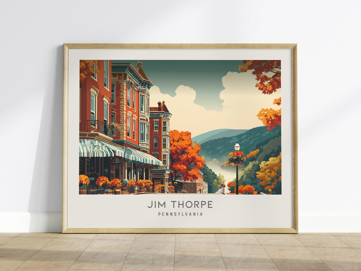 Jim Thorpe Landscape Matte Border Poster | Pennsylvania Travel Wall Art — framed wall art