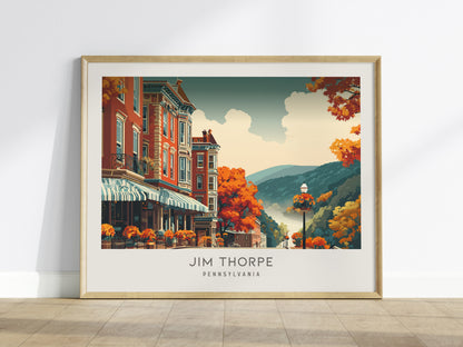 Jim Thorpe Landscape Matte Border Poster | Pennsylvania Travel Wall Art — framed wall art