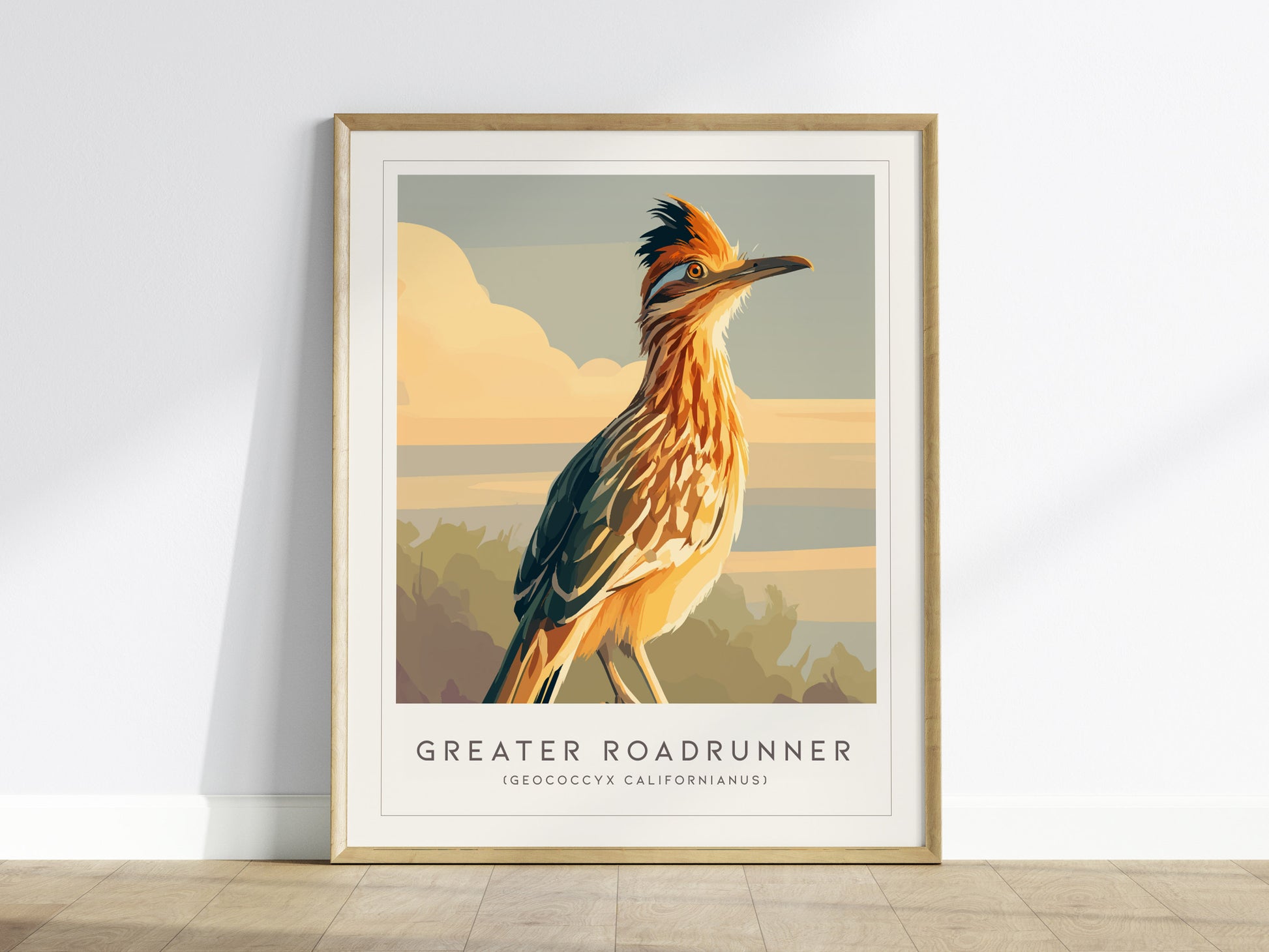 Greater Roadrunner Poster | Desert Bird & Cactus Southwest Wall Art — framed wall art