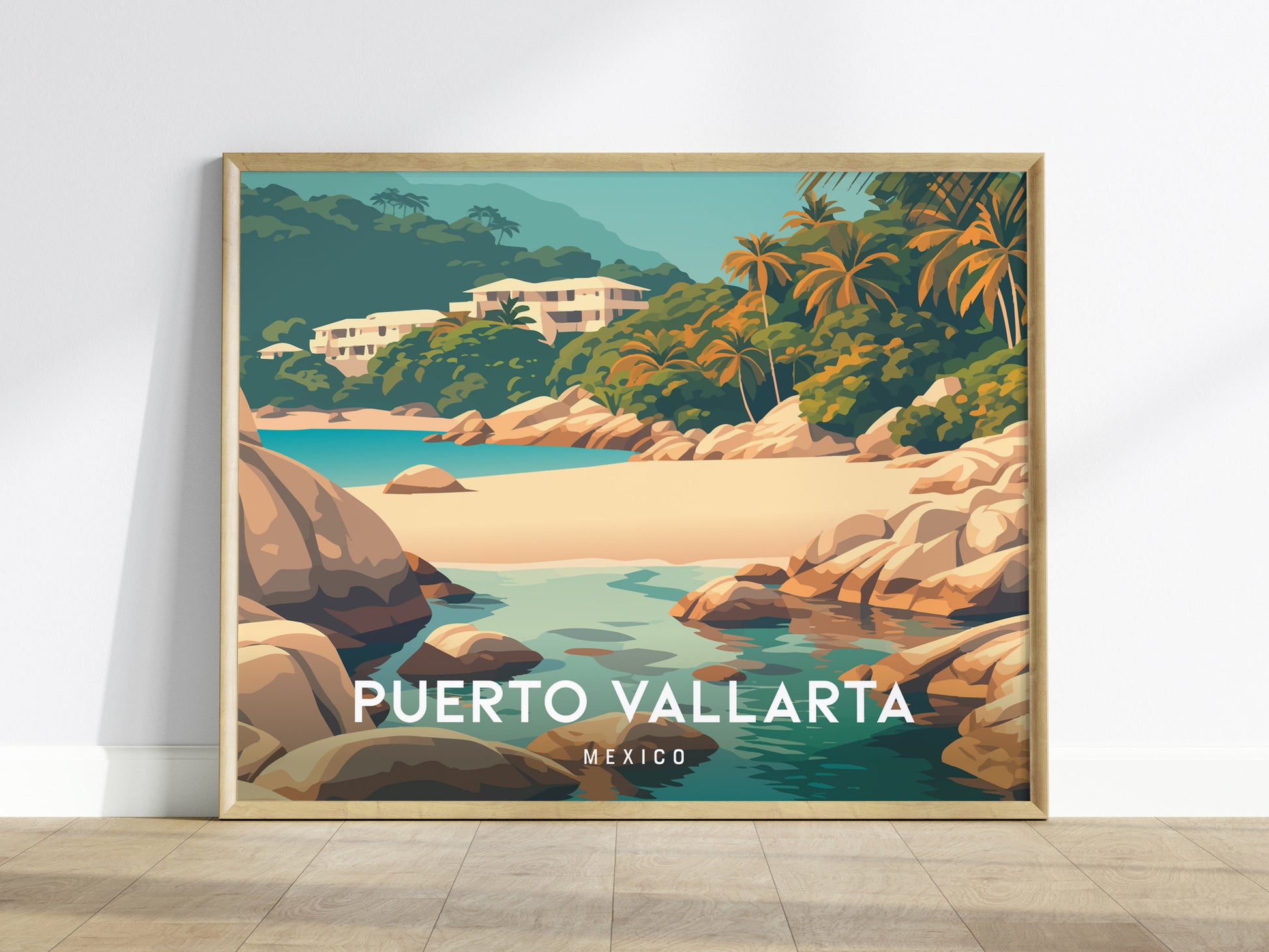 Puerto Vallarta Landscape Poster | Mexico Travel Wall Art — framed wall art