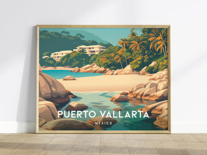Puerto Vallarta Landscape Poster | Mexico Travel Wall Art — framed wall art