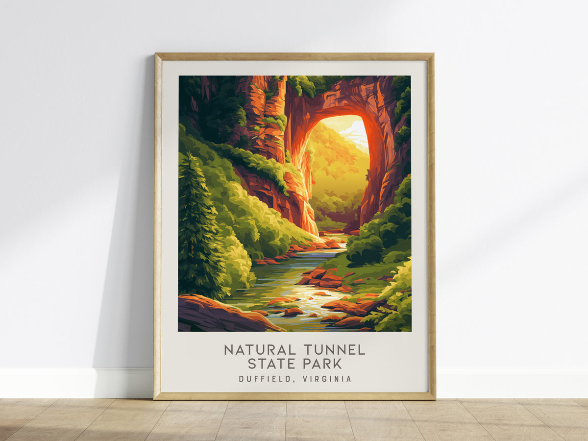Natural Tunnel State Park Matte Border Poster | Duffield, Virginia Travel Wall Art — framed wall art