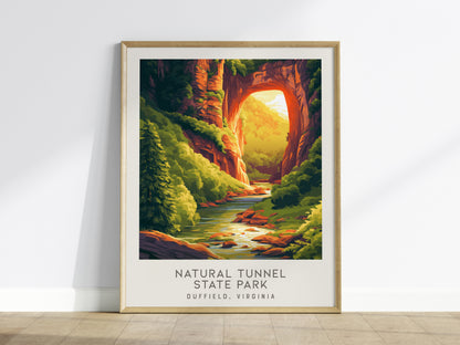 Natural Tunnel State Park Matte Border Poster | Duffield, Virginia Travel Wall Art — framed wall art