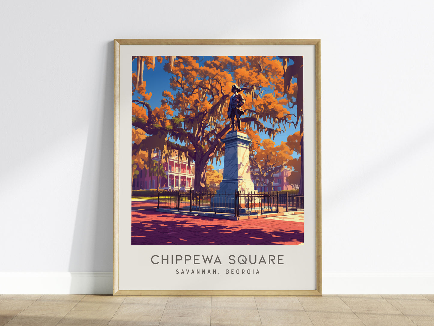 Chippewa Square Matte Border Poster | Savannah, Georgia Travel Wall Art — framed wall art