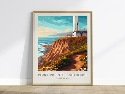 Point Vicente Lighthouse Matte Border Poster | California Travel Wall Art — framed wall art