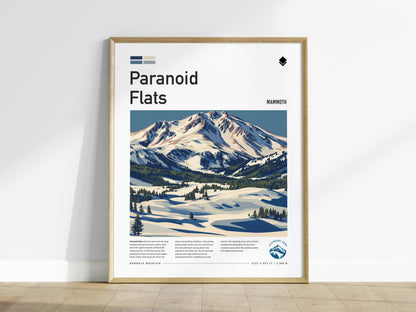 Paranoid Flats, Mammoth Poster | Ski Lodge Decor Mountain Wall Art — framed wall art