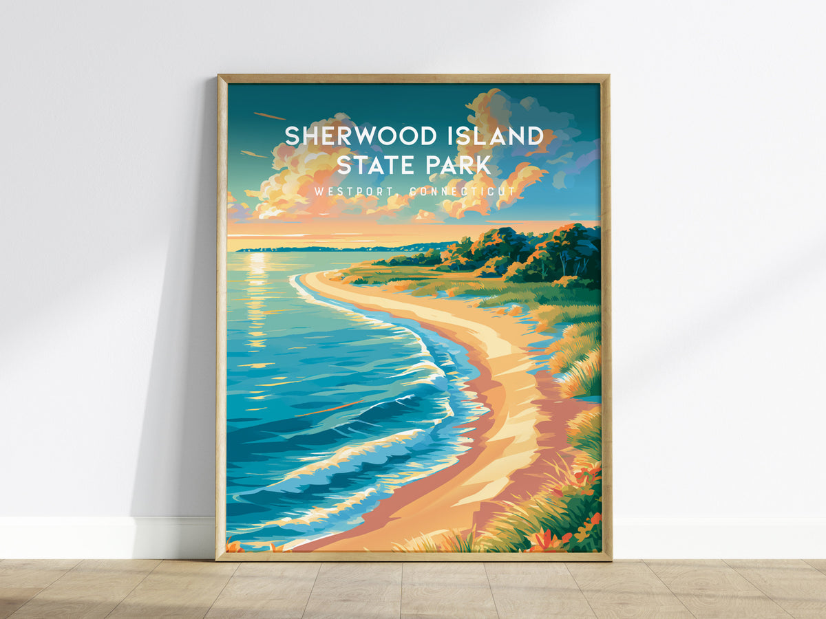 Sherwood Island State Park, Westport, Connecticut Poster | Seaside Travel Gift Wall Art — framed wall art
