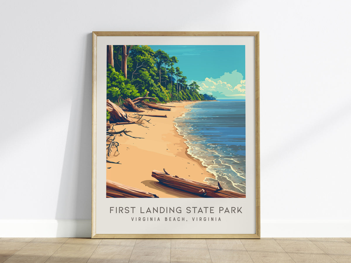 First Landing State Park Matte Border Poster | Virginia Beach, Virginia Coastal Beach Decor — framed wall art