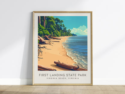 First Landing State Park Matte Border Poster | Virginia Beach, Virginia Coastal Beach Decor — framed wall art