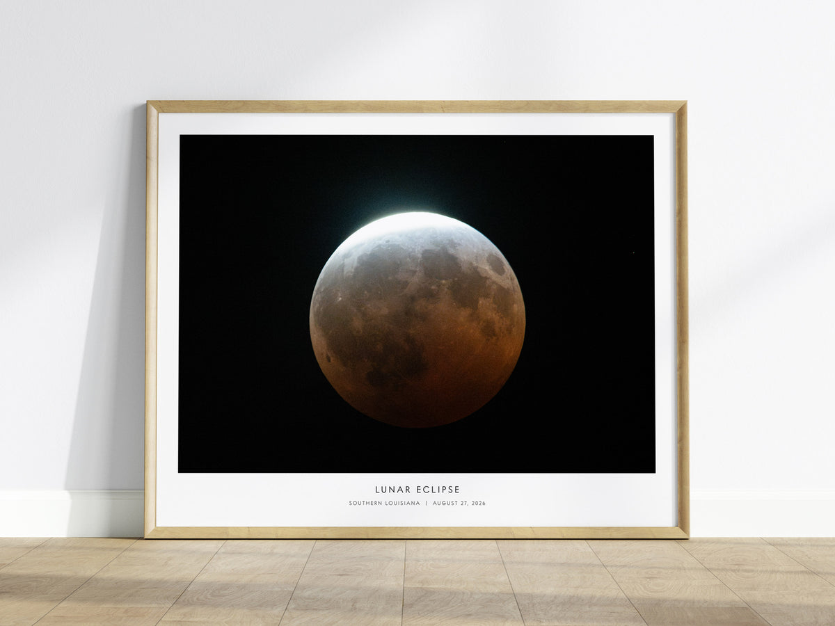 Lunar Eclipse Landscape Poster | NASA Astronomy Print Southern Louisiana Wall Art — framed wall art