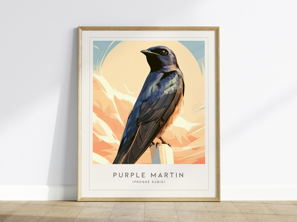Purple Martin Poster | Graceful Songbird in Golden Light Wall Art — framed wall art