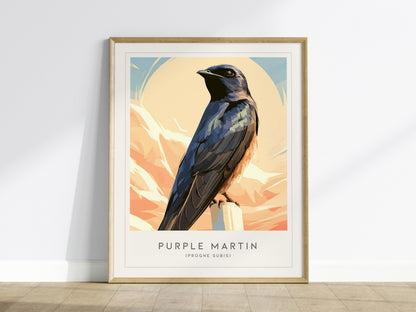Purple Martin Poster | Graceful Songbird in Golden Light Wall Art — framed wall art