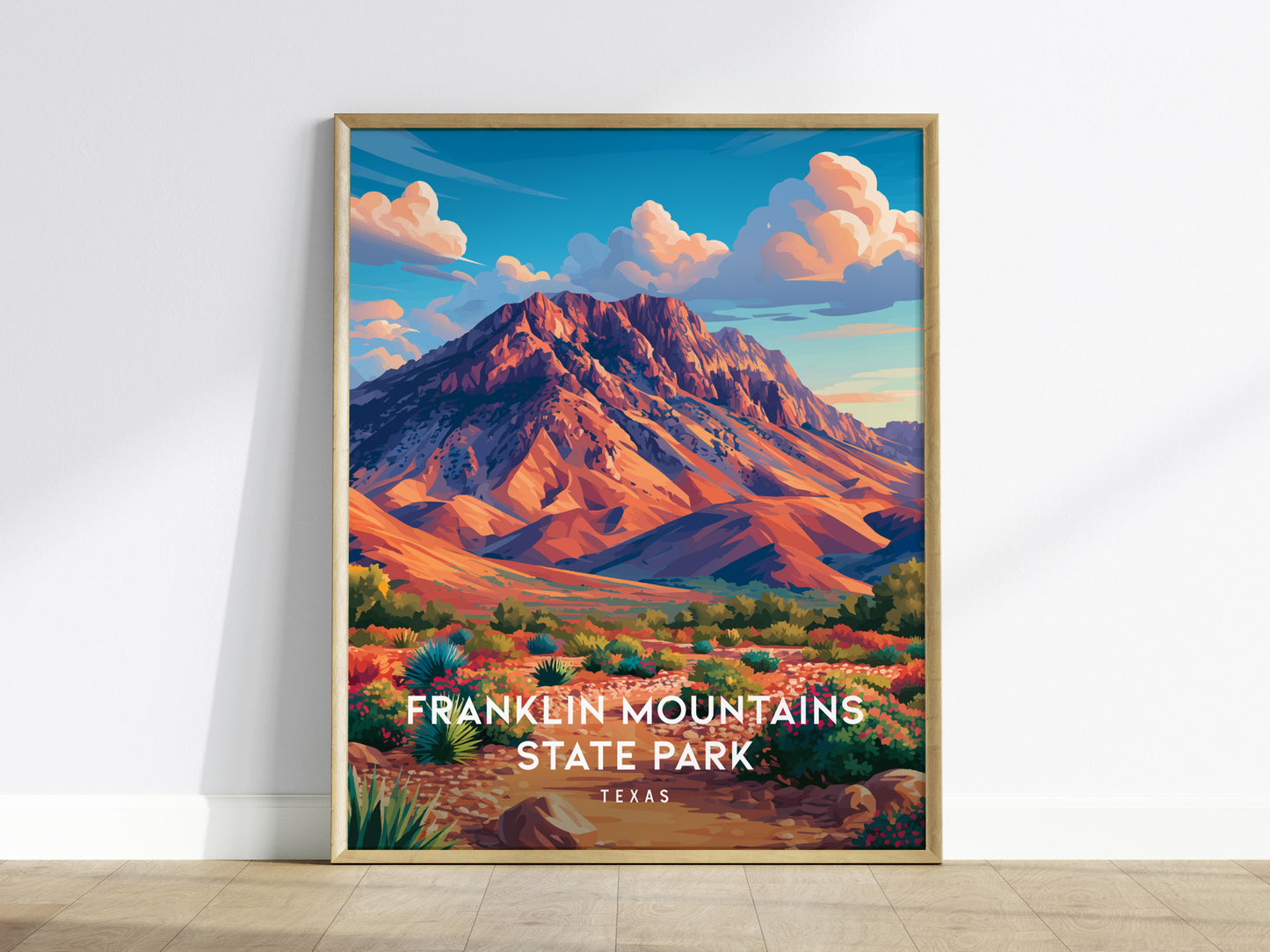 Franklin Mountains State Park, Texas Poster | Desert Peaks & Desert Sky Wall Art — framed wall art